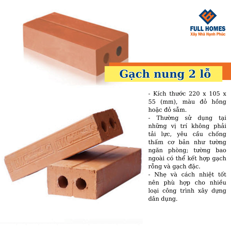 Gạch nung 2 lỗ