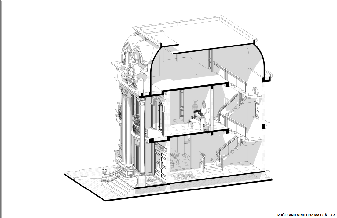 Phối Cảnh Minh Họa Mặt Cắt 2 2