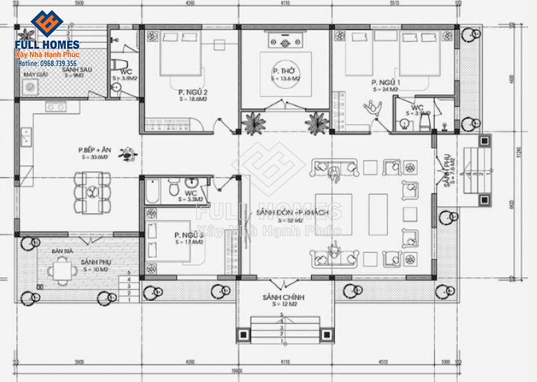 Bố trí mặt bằng công năng biệt thự 1 tầng đẹp