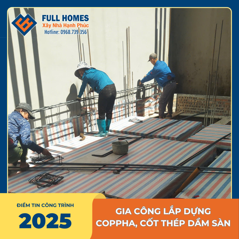 CÔNG TÁC LẮP DỰNG CỐP PHA, CỐT THÉP DẦM SÀN TẦNG 2 – CAO ĐỘ +3.150M