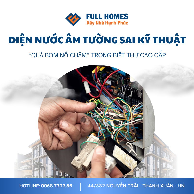 Điện nước âm tường sai kỹ thuật – “quả bom nổ chậm” trong biệt thự cao cấp