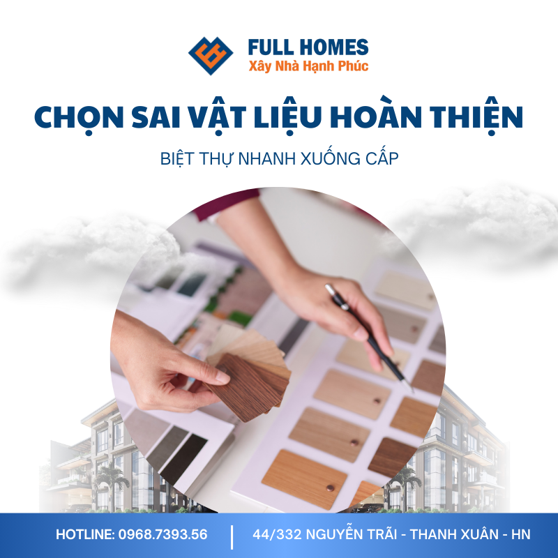 Vật liệu hoàn thiện bị tráo hoặc chọn sai – nhìn giống nhau nhưng “tuổi thọ khác một trời một vực”